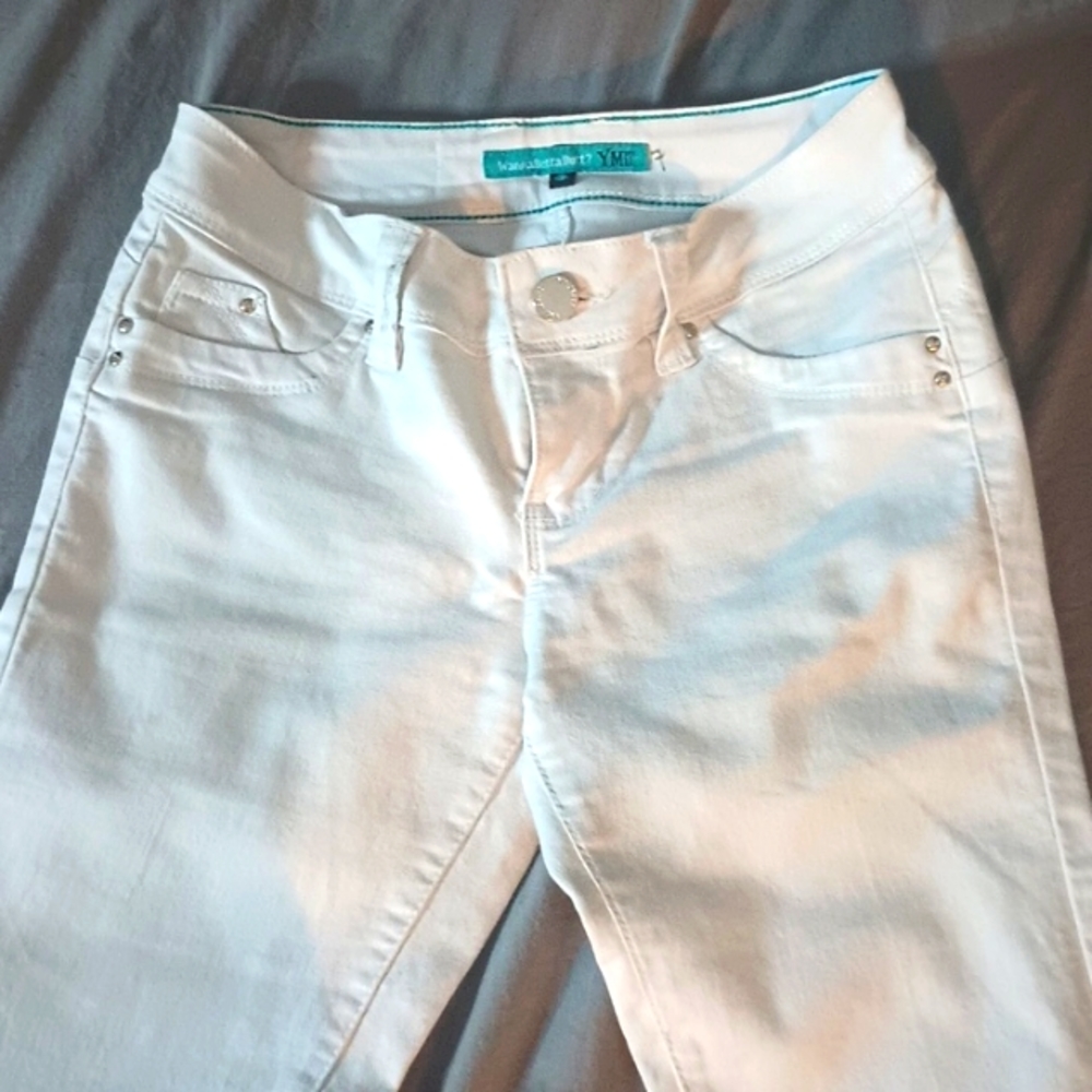 Women's white straight leg jeans